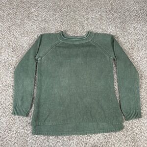 Orvis Sweater Womens Medium Sage Green Cotton Raglan Roll Neck Pullover